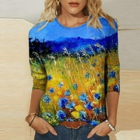 Ženska modna tiskana majica rukava rukavice casual-vrat casual majice pulover bluza vrhova dukserica