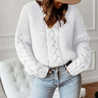 Žene Nova zimska moda Veliki solid V izrez Prženo tijesto uvidno labavo ležerne džemper