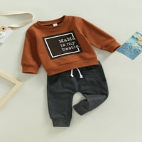 Biayxms baby dječaci padaju odjeće, slovo s dugim rukavima, pulover pulover i džepne hlače