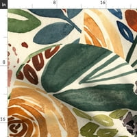 Cover Saten Duvet, Twin - Boho akvarel ruže cvjetni ekstra veliko ljestvica Topla krema Botanička printa