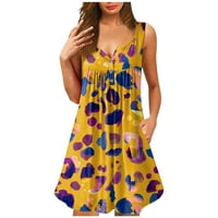 Ljetne haljine za žene casual vintage boje Leopard Ispis patchwork gumb prema dolje sljeznički ručni