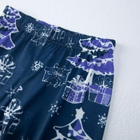 Absuyy podudaranje za porodičnu toplu božićnu kuću na toplom tiskanu pidžamu dvodijelni mama set plava