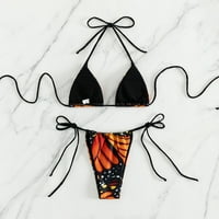 Gotyou kupaći kostim ženski seksi remen za vrat tiskani paket bikini kupaći kostim crveni l