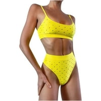 Ženski kupaći kostimi Tummy Control Plus size Poveri kupaći kostim set Solid Boja Visoko struk bikini eksplozija Split kupaći kostim žutim m