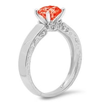 1. CT sjajan okrugli rez simulirani crveni dijamant 14k bijeli zlatni pasijans sa Accentima prsten sz 10.75
