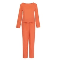 Lounge setovi za žene Dvije odijelo Izlazak modne pune bluze s dugim rukavima + labave hlače setovi 27-narandžasti XL