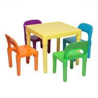 Set plastičnog stola i stolice za djecu, jedan stol i četiri stolice - žuti