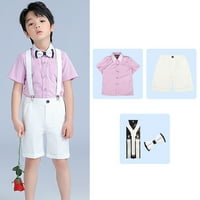 Školska uniforma Toddler Boys kratki rukav bluza kravata čvrsta boja Kombinezoni Genseman's School Bainey
