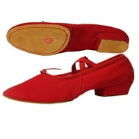 Gomelly Womens Canvas Split Sole baletske cipele Sliper Girls Salsa Tango Pružanje cipele Red- 3,5Y