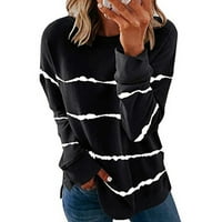 Hoodies Caicj za žene Ženske moći TOP CALEST CREW DREATSHIRT SOLID Stripe dugih rukava Labavi pulover