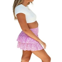 Wsevypo Žene mini naletirane suknje s slojevljenim ruffledleom elastičnom boemskom cvjetnom suknju za plažu Club Streetwear