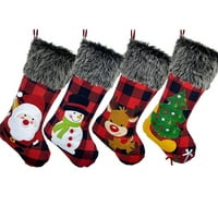 Božićne čarape Xmas čarape sa plairom, plišani pahuljica, santa, snjegović, leži, Xmas Tree - poklon