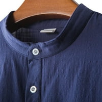 Didtye Muška ljetna casual top košulja pune boje majica kratkih rukava štand košulja košulja labava