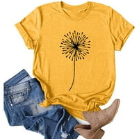 Ženski vrhovi Žene Modni cvijet Tiskanje O-izrez Kratka majica Labava bluza TOP majica Yellow XXL