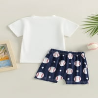 Toddler Baby Boy Baseball Outfit 3Y majica kratkih rukava Baseball Hratke za set ljetne odjeće