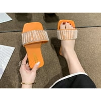 Ženski sandal ljetni dijapozitivi rhinestone ravne sandale dame stilski papuče ženske plažne cipele narančaste 6.5