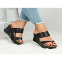 Dame Sandale Platform Wedge Sandal Beach Flip Flops Udobne papuče Ženske slajdova Ljetna moda crna 7,5