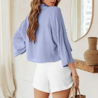 Ženska majica i bluza Labavi gumb dolje na vrhu rukava šifonske bluze V izrez obične ljuske majice Dame