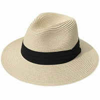 Hat na plaži Unizno široko slamnasto-šešir slamati suncobran Panama Roll up Sun Hat, Bež, besplatno