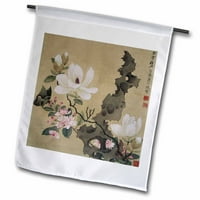 3drozni otisak kineske boje slike s cvjetnim i leptir - baštom zastavom, prema