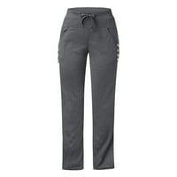 Ženske konusne hlače pamučne posteljine navlaka za navlake elastične strugove hlače casual pantalone