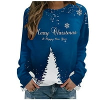 Božić sjajno košulje za žene modni novost Xmas Tree Snowflake Print dugih rukava Crewneck Dukserice