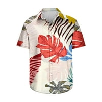 Muške povremene havajske košulje velike i visoke gumb dolje s kratkim rukavom Tropska cvjetna košulja