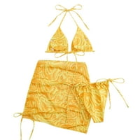 Finelylove Womens Bikini kupaći kostimi podstavljeni Halter Bra Style Bikini Yellow S