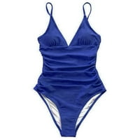 Ženske kupaće kostime V-izrez čvrste boje ruffled jednodijelni kupaći kostim