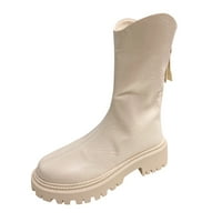 DMQupv mud čizme za žene srednje teleće boje čvrstote jesenje debele jedinice kvadratne potpetice Zipper