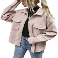 Nizieer za žene jakna rever na otvorenom od kaputa od čvrstog u boji kaputi kaput dugih rukava ružičasta