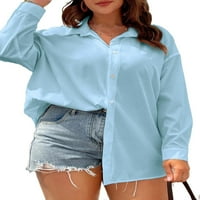Ženske plus bluze Ležerne košulje sa punim kapljicama MINT Blue 0xl