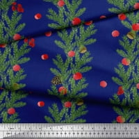 Soimoi plavi pamučni voile tkanini Cherry & Pine lišće ispis tkanine sa širokim dvorištem
