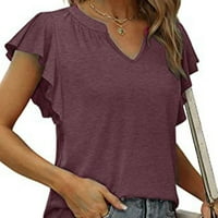 Yinmgmhj Žene Ljeto Lood Top V izrez naletani rukavac Majica Purple + XL
