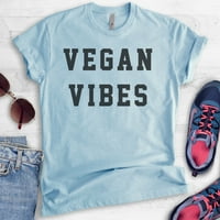 Veganska vibracija majica, unise ženska muska košulja, veganska majica, veganska majica, Heather Light Blue, velika