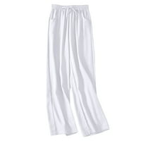 Ocivier džep elastična pantalona za prozračnu pamučne i posteljine pantne i posteljine ženske hlače