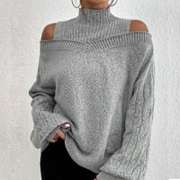 Ženske prevelike džempere Visoko vrat Hladnog ramena Torgy Comfy pulover pletene zimske odjeće s dugim