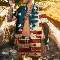 4. jula Američka zastava Ispis Muška havajska košulja i odjeća za kratke odmore postavljaju casual gumb