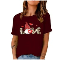 Žene T majice - smiješne modne vrhove Leisure vrhovi ispisanih posada pulover kratkih rukava vino 8