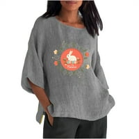 Uskršnje majice za žene zec Uskršnja jaja Grafički kratki rukav smiješan majica Crew Neck modna bluza