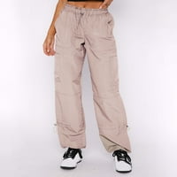 Pyju padobranske hlače za žene Trendy, vučni elastični visoki struk teretni hlače lagane ravno ravne