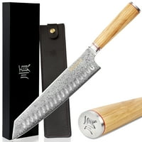 Kiritsuke kuharski nož - Japanski damask čelični kuhinjski noževi italijanska drvena drška sa kožnim