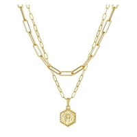 Chaolei ogrlice za žene Trendi ženski šesterokutni oblik Privjesak zlatni dvostruki papir Klip ogrlica