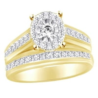 Okrugli oblik Bijeli prirodni dijamantski vjenčani prsten u 10K žuti zlatni prsten veličine-13