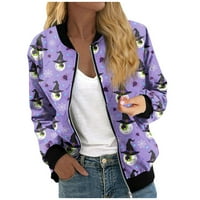 GDFUN jakne za žene Dugih rukava Lagana zip usečena modna printa Outerwear Casual Quilted Jackets Whithih