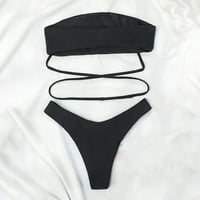 Žene kupaćih kostima Ženska čipkasti mastilo i print dvostrani podijeljeni kupaći kostimi