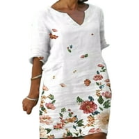 Paille Ladies Sundress cvjetna košulja za tiskane haljine s pola rukava jednostavna dnevna bijela 3xl