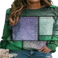 Žene Ležerne prilike Retro Checkered-Print TEE Colorblock Tunic Dukserice