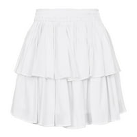 Haxmnou ženska modna dvostruka torta elastična suknja Čvrsta boja silaze suknju bijela s