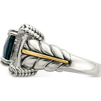 14k srebrni dvotonski srebrni srebrni sa 14k london plavi topaz dijamantski prsten napravljen na Tajlandu QTC1345-6